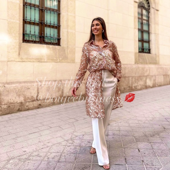 Zara Tops - ZARA Long Sequin Shirt